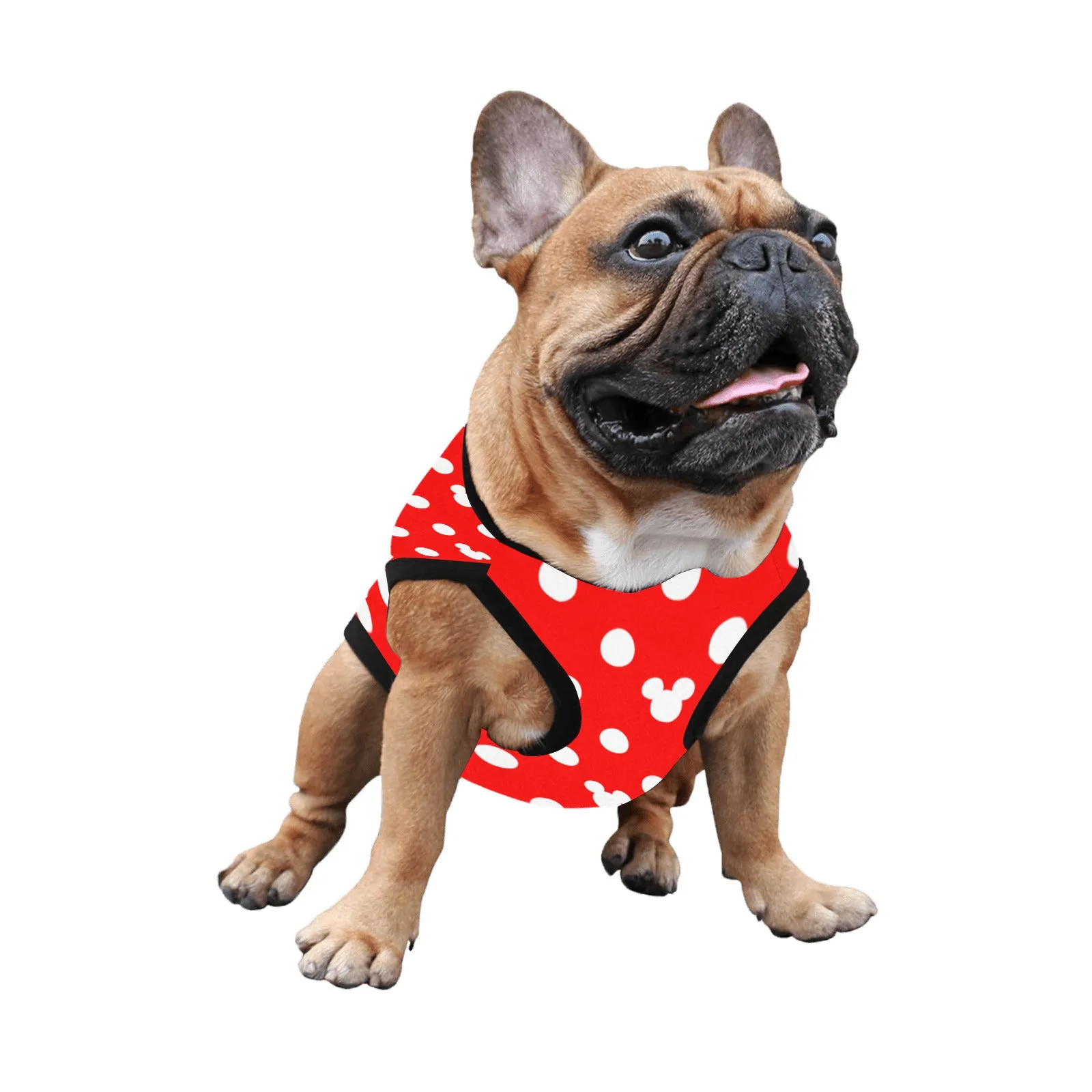 Adorable Red Pet Tank Top with White Mickey Mouse Polka Dots