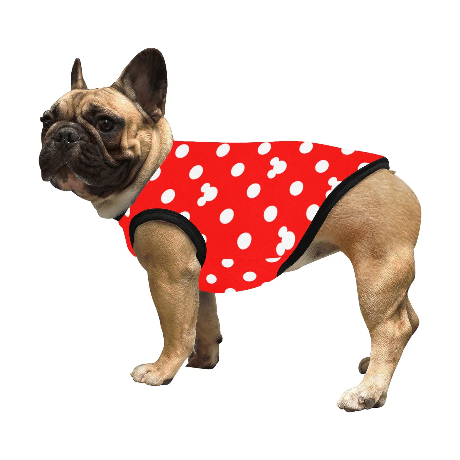 Adorable Red Pet Tank Top with White Mickey Mouse Polka Dots