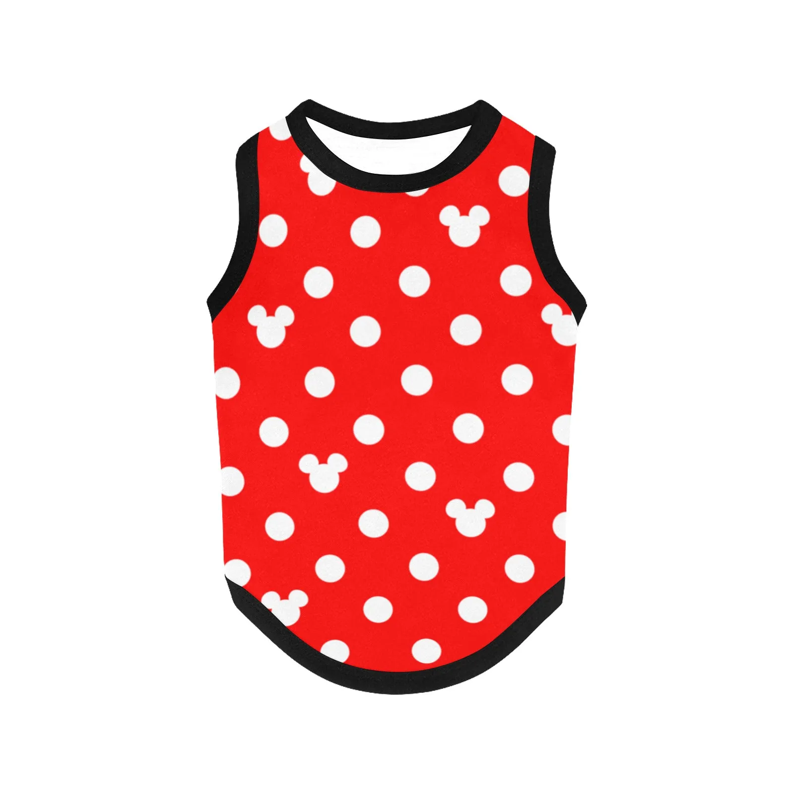 Adorable Red Pet Tank Top with White Mickey Mouse Polka Dots