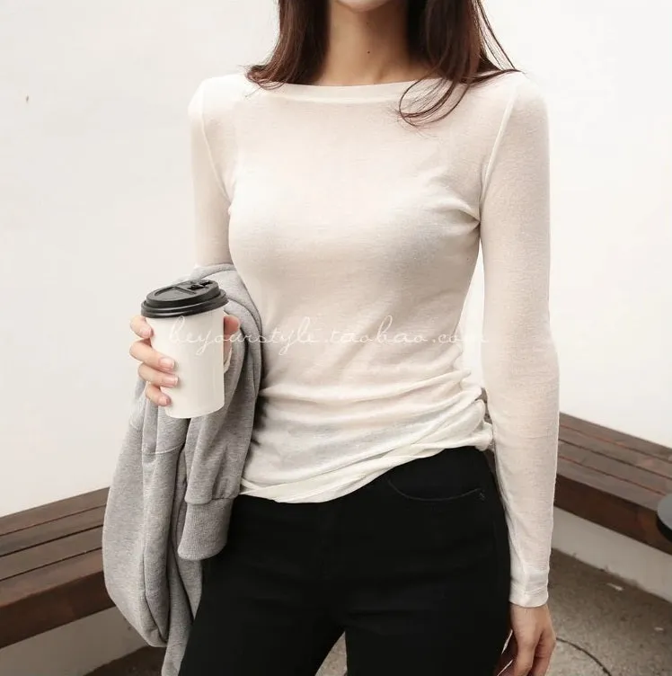 Sexy Elastic Korean Style Slim Long Sleeve