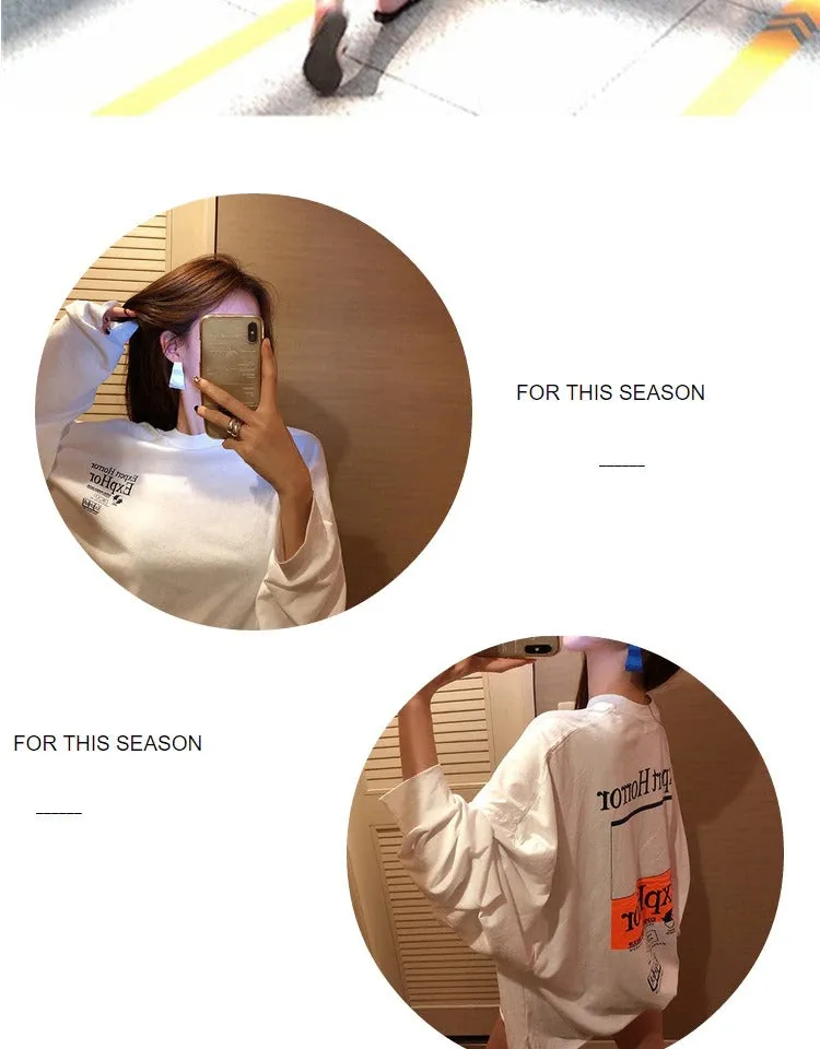 Spring Sexy Elastic Korean Style Long Sleeve Tees