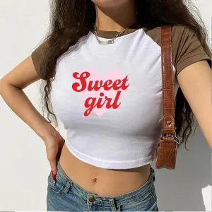 Sweet Girl 2000s Graphic Custom Crop Top Grunge Crop Top