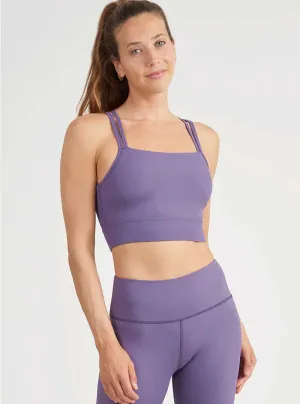 Thrive Société Women's Strappy Square Neck Sports Bra - Loganberry Purple