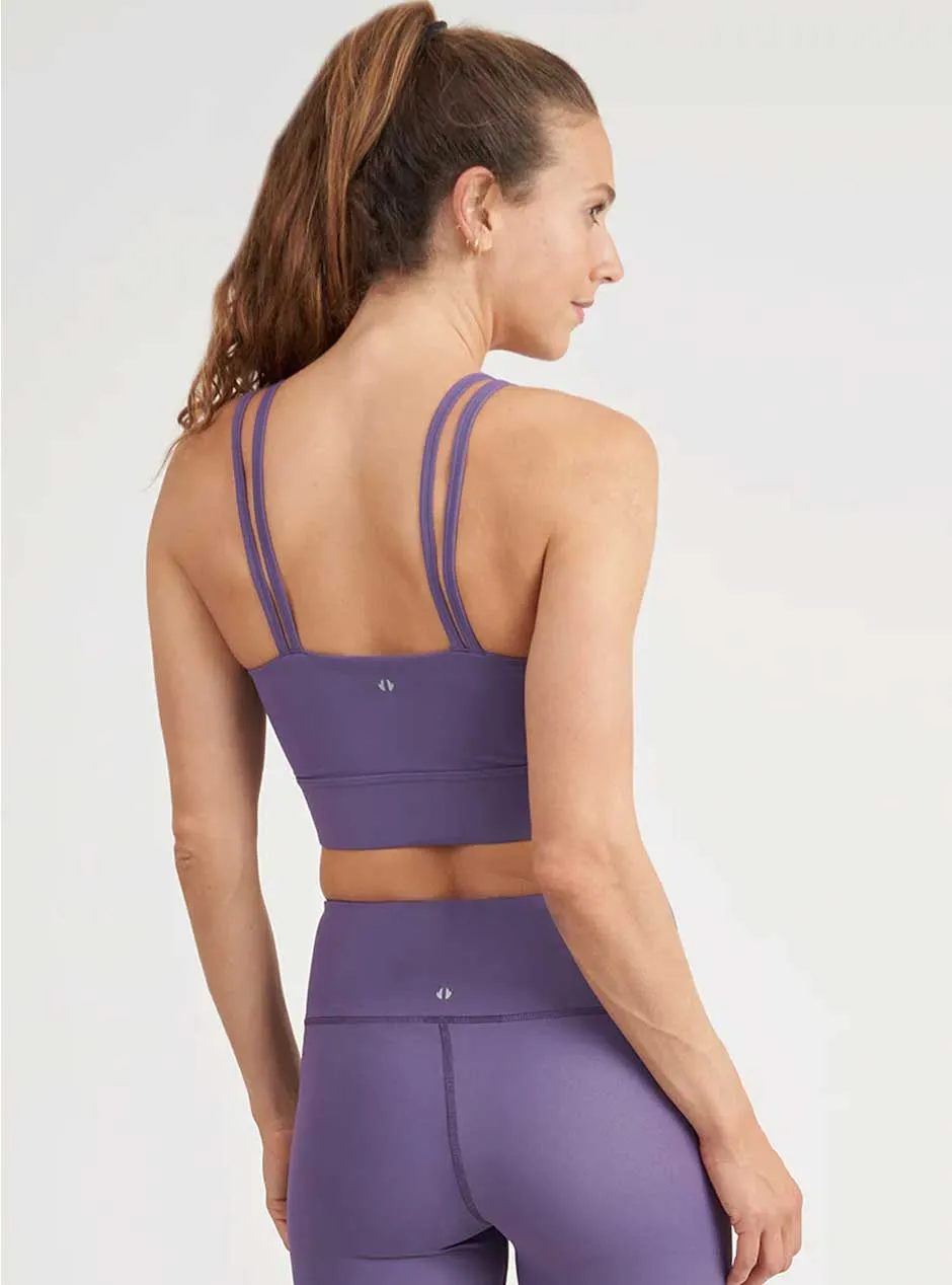 Thrive Société Women's Strappy Square Neck Sports Bra - Loganberry Purple