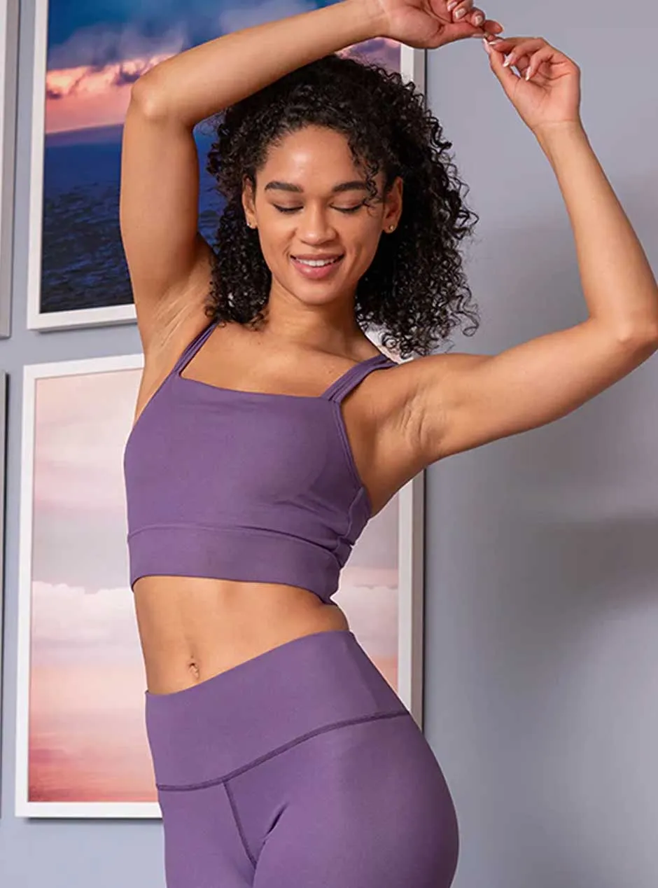 Thrive Société Women's Strappy Square Neck Sports Bra - Loganberry Purple