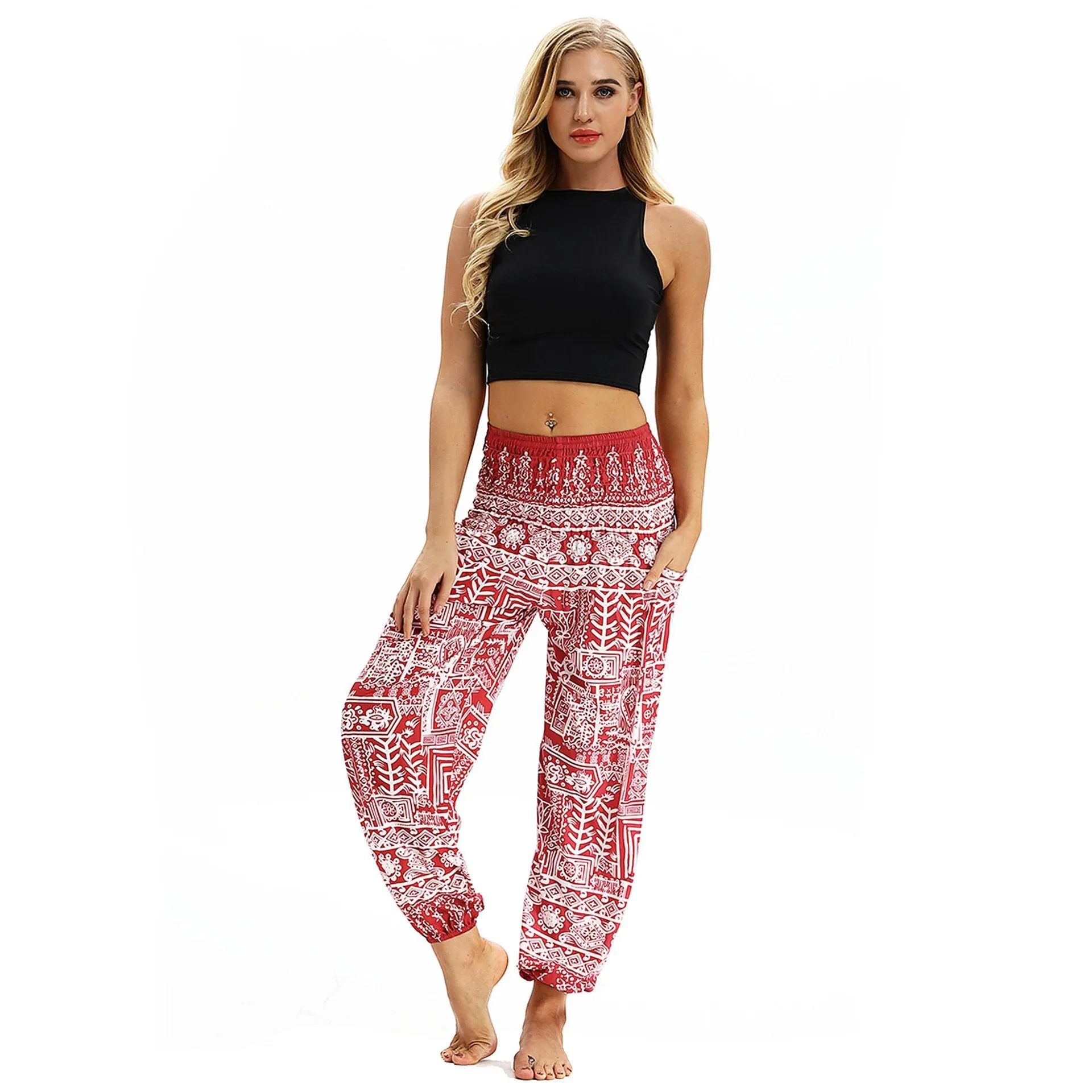 Totem print Women's Casual Light Lantern Dance Pants Popular In Autumn Yoga Loose Pants