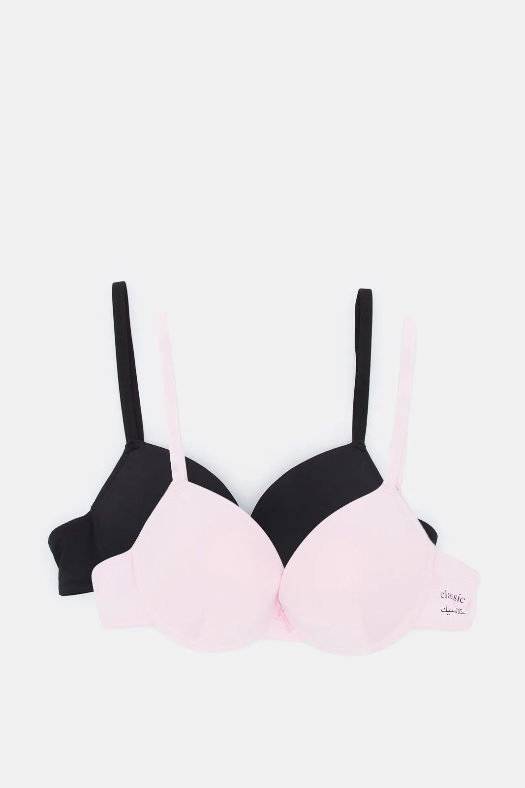 Women Pink And Black Push-Up Bra (Pack of 2)