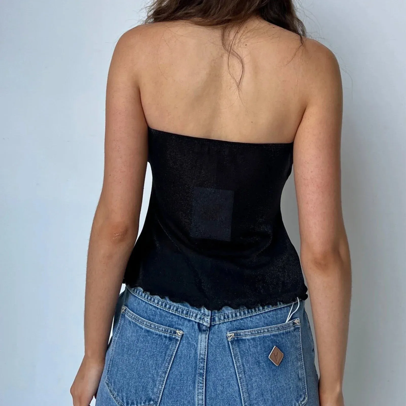 Women's Ruffle Corset Solid Color Off Shoulder Tie Up Bandeau Summer Going Out Streetwear Tank Y2k Top