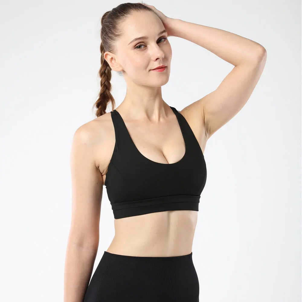 Women's sports bra  back cross strap running fitness yoga shock vest