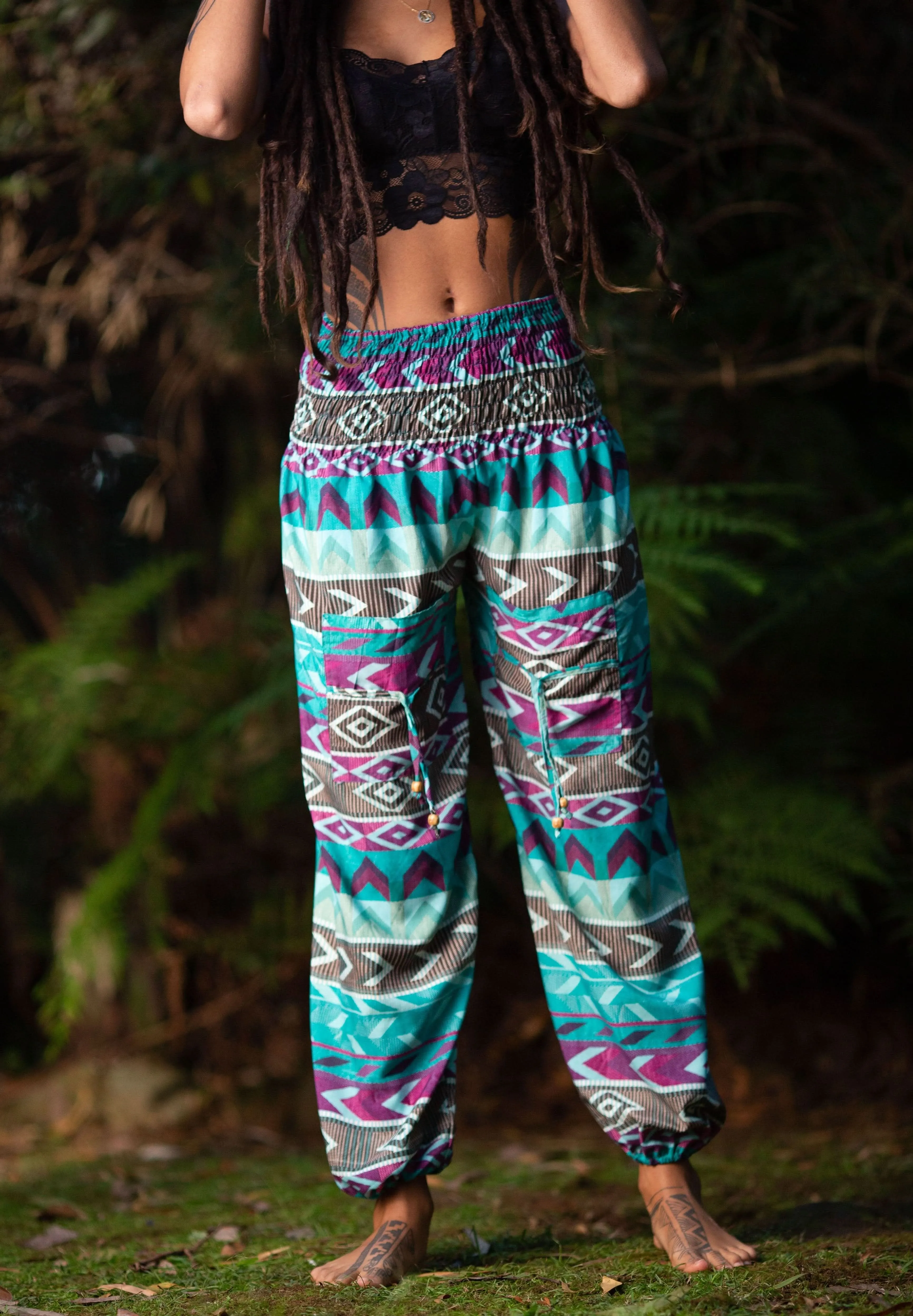 Yoga Savasana Pants - Aqua/Purple